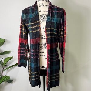 Christopher & Banks NWT Multicolor Plaid Cardigan Preppy Y2K SZ PS